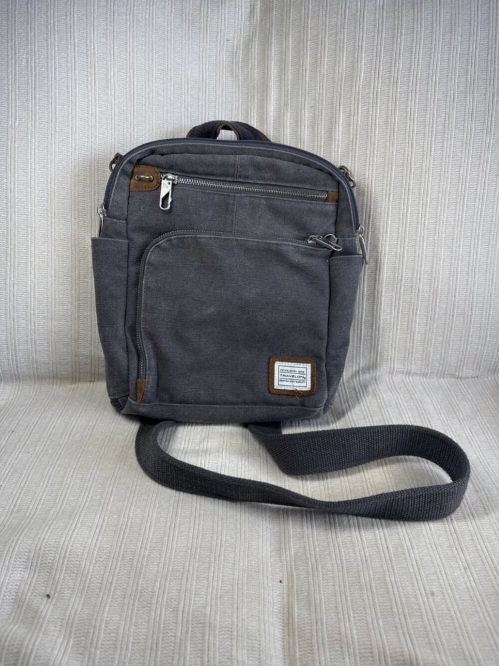 Travelon Anti-Theft Heritage Tour Bag Pewter - 33074-540, Grey Canvas Crossbody